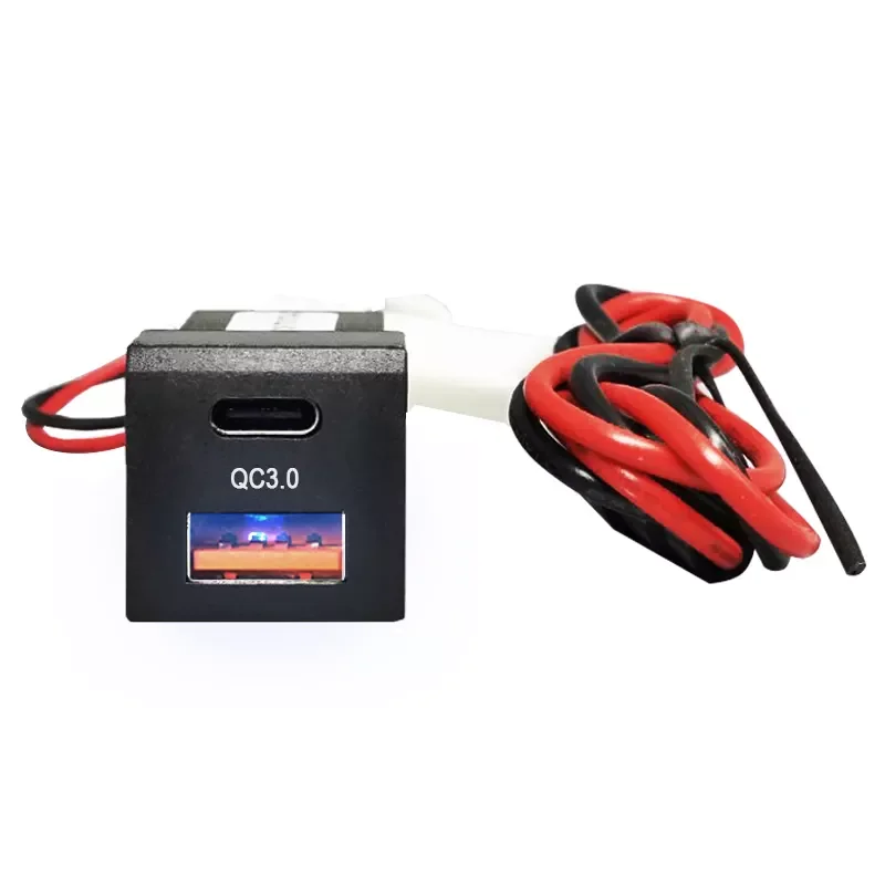 SQUARE TYPE 12V QC 3.0 USB C Car Charger PD Type-C Quick Charge 3.0 Dual USB Port Power Socket for Toyota Land Cruiser Prado 150