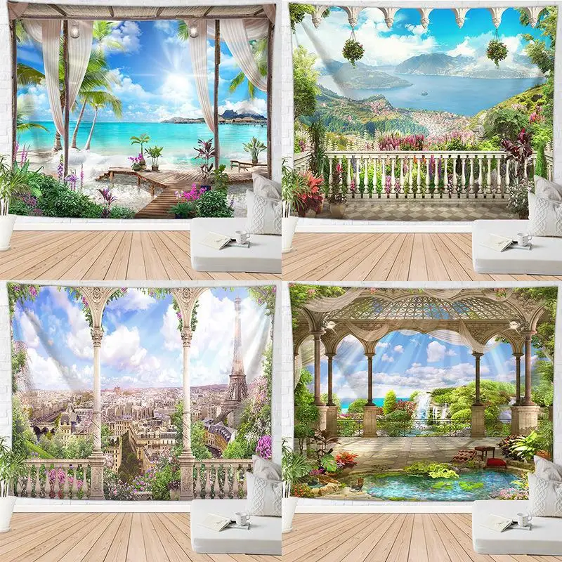 Ocean Sea Waves Beach Tapestry 51x59 inch Landscape Outdoor Poster Blanket Print Nature Tapestry For Bedroom Living Room Dorm