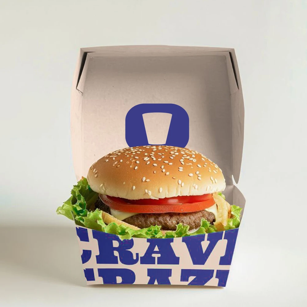 LOKYO Biodegradable custom to go fried chicken hot dog lunch paper box clamshell hamburger burger fast food packaging box