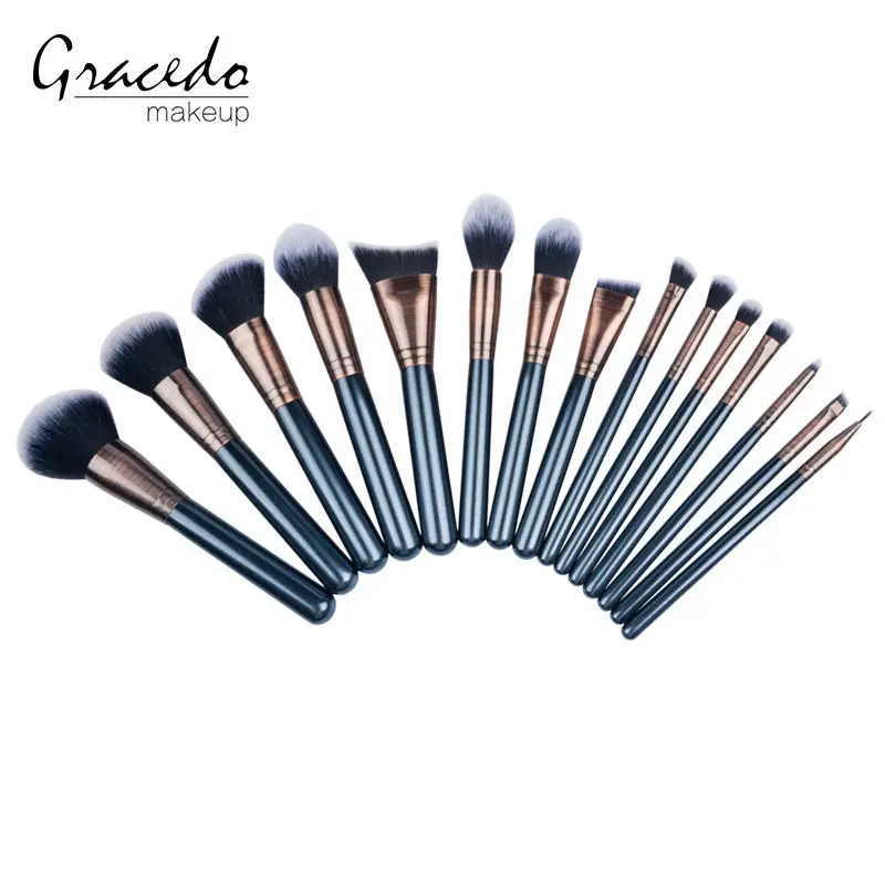 Beauty Tools Professional Accessories Silver Glitter Makeup Brushes Green Handle Synthetic Hair Makeup Brush Set