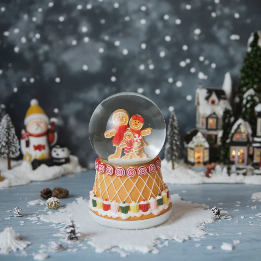 Cute Resin Crafts gingerbread man Snowflake Crystal Ball Christmas snowglobe Biscuit Man Snowball for christmas gift