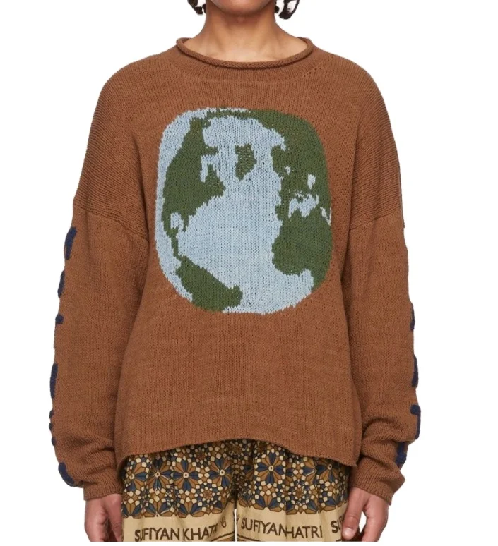 YF Chinese factory OEM ODM  accept small quantity order logo custom intarsia  jacquard knit sweater for men