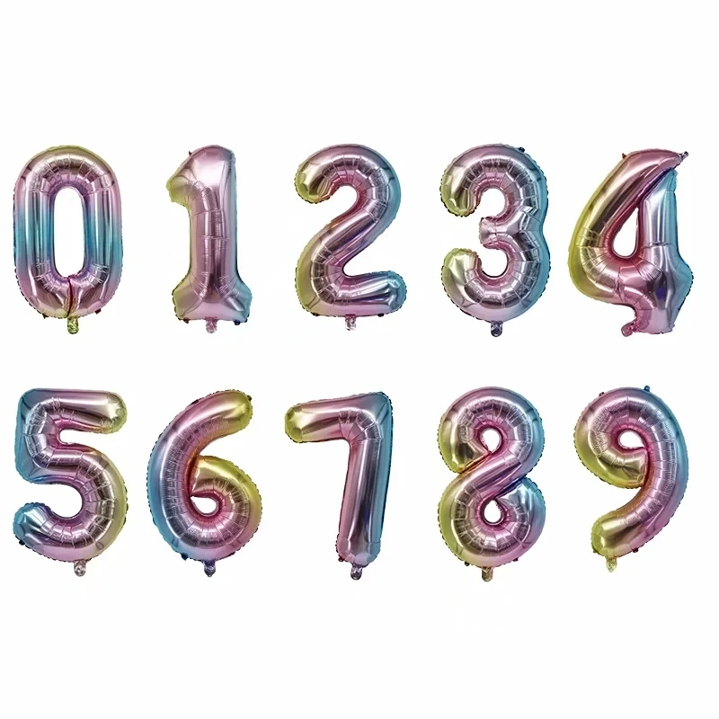 Foil 0-9 Shape 32 Inch Number Balloons for Baby Shower Happy Birthday Party Decoration Colors Number Balloons