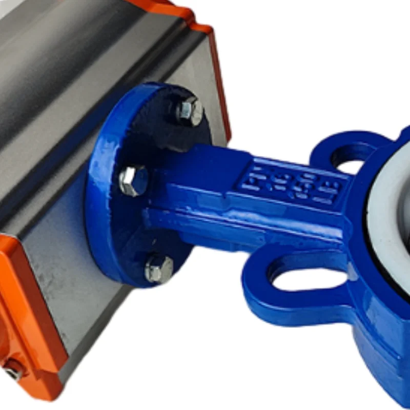 Pneumatic Butterfly Valve Ptfe Lined Butterfly Valve D671F-16Q Wafer Type Butterfly Valve Dn50 150 300