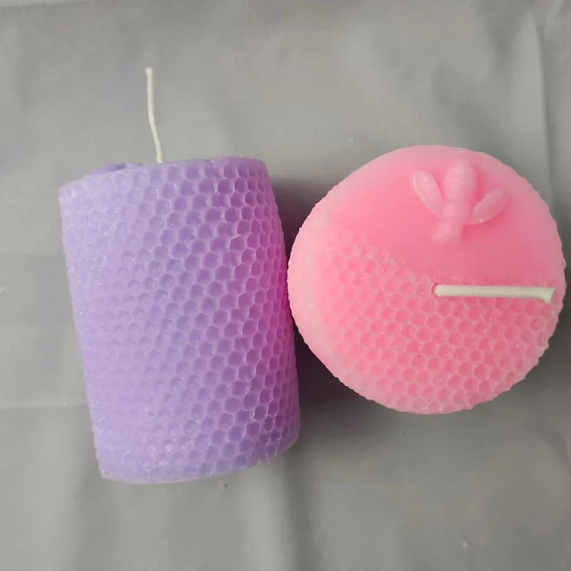 Factory price pillar candle creative design honey comb shape pink/purple candles home fragrance