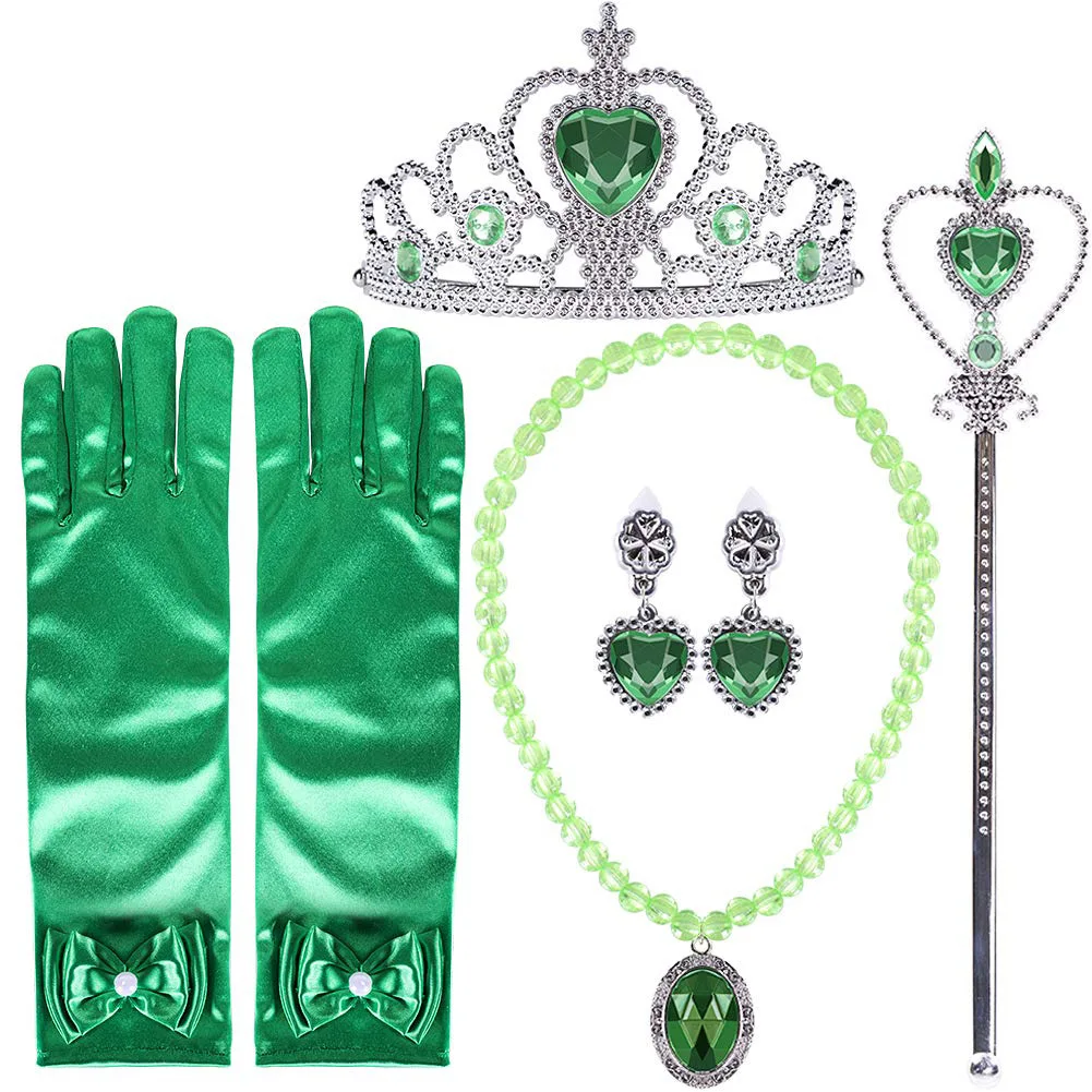 Princess Dress Up Accessories Set Girls Jewelry Scepter Necklace Earrings Gloves Rings Bracelets Elsa Wig Braid Crown