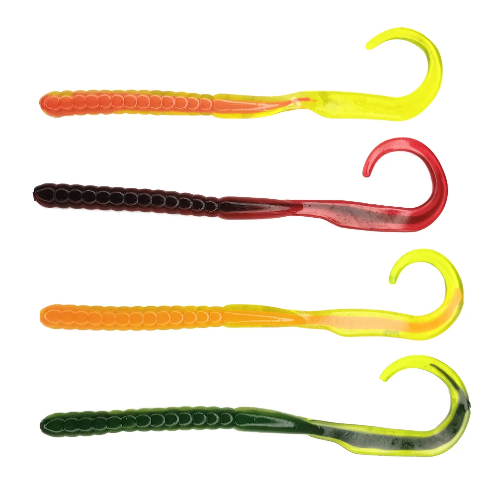 150mm 6g Realistic Life Like Tail Curls Soft Lures Soft Mini Worm Bait Artificial Fishing OEM PVC Plastic Bag Attracting Fish