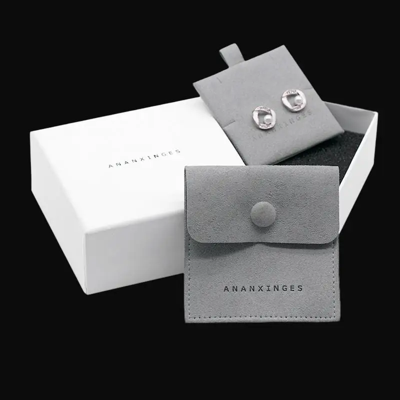 Custom Logo Printed Small Envelope Flap Package Pouch cover bags for jewelry Luxury Microfiber Necklace Jewelry Bag