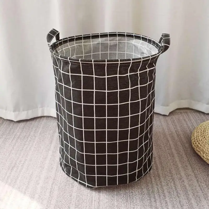 Collapsible Simple Waterproof and Colorful Linen Fabric Laundry Basket Household Storage Bag
