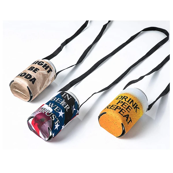 Comfortable Neoprene Neck Strap Beer Can Cooler coolies with Lanyard
