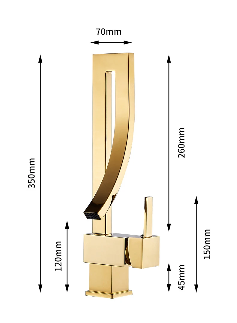 Deck Mounted Bathroom Sink Faucet Waterfall Tap Mixer Gold Kitchen Faucet Creative Design Faucets