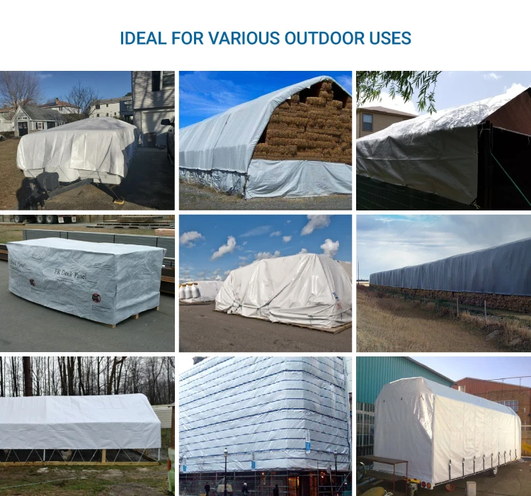 High Cost Performance PE Waterproof Reinforced Tarpaulin Fabric With White Color 150gsm