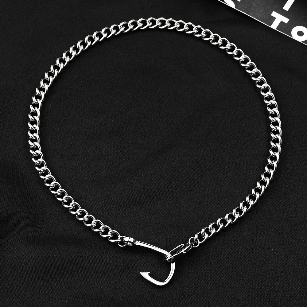 Craft Wolf FISHING HOOK Pendant Stainless Steel Chain  Couple Jewelry Trendy Necklace