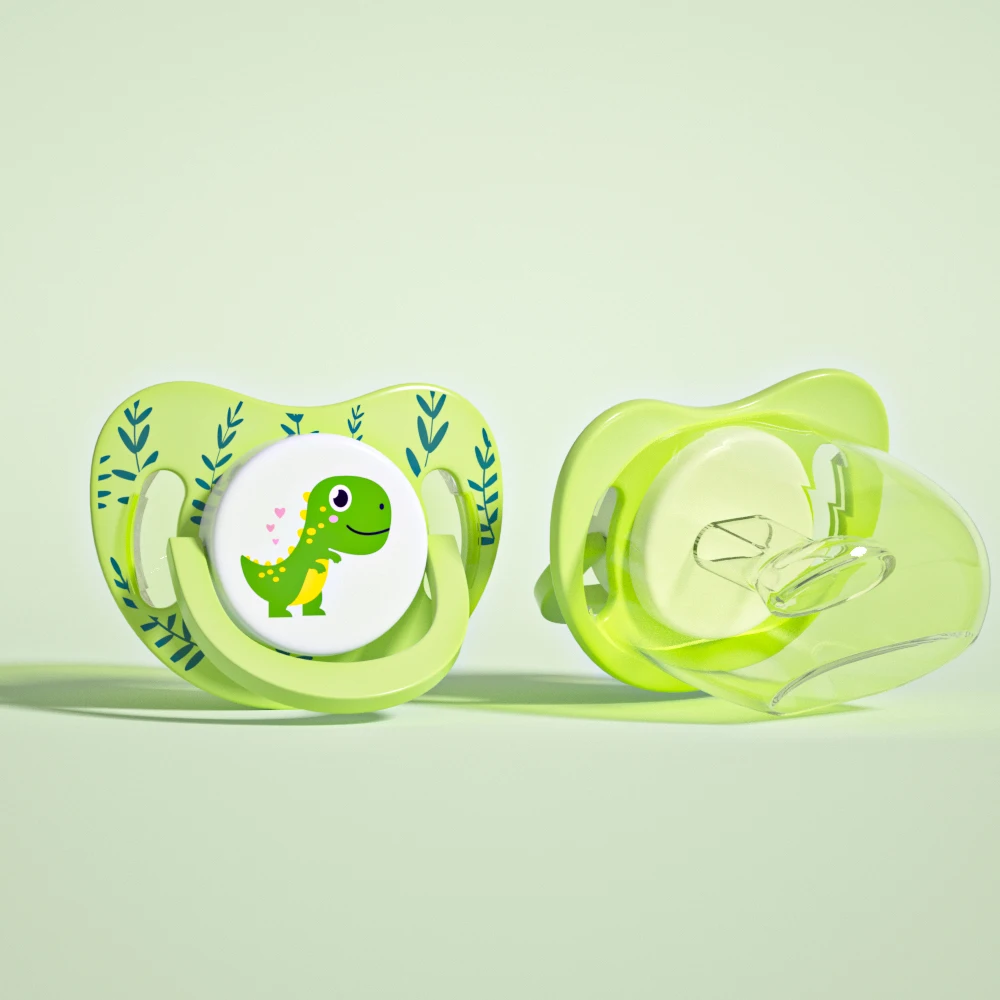 Newest Pacifiers for 0-12 Months Wholesale Food Grade Silicone & PP Case Phthalate & PVC Free Slow Flow Velocity Printed Pattern