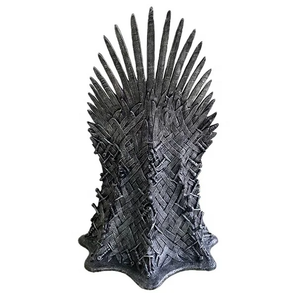 Custom High Simulation Fiberglass Iron Throne Chair for Home Art Gallery Showcase Club Shopping Center Decoration