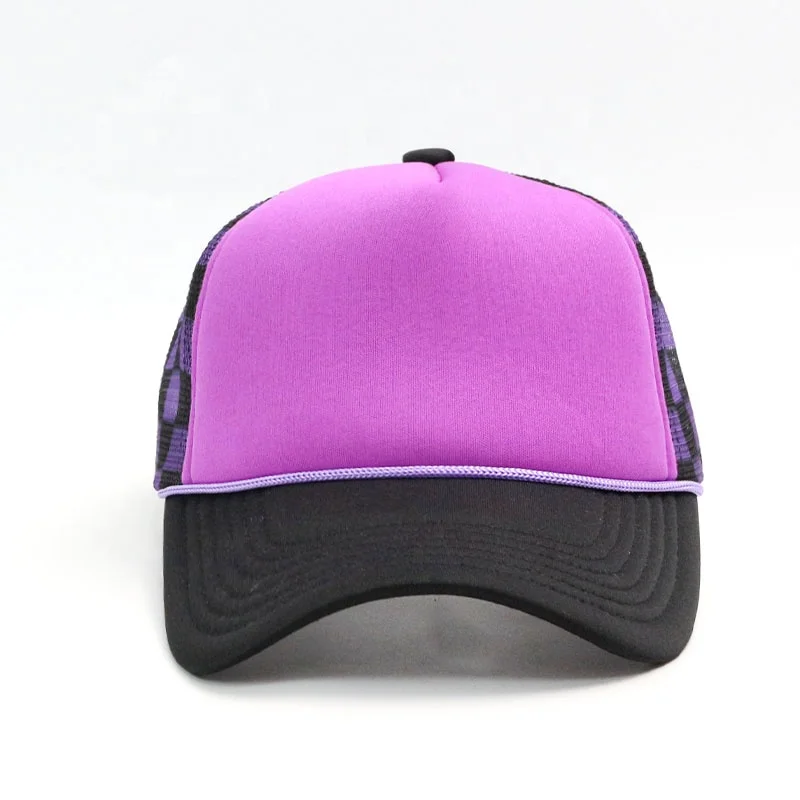 HN00015 panel women men custom logo plain blank sports baseball cap running hats mesh rope checkered trucker hat caps