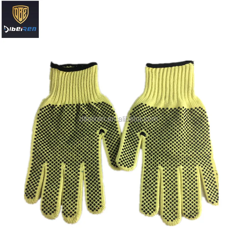 Yellow high quality aramid anti cut resistant safety work gloves