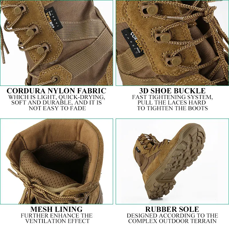 Custom Cordura Desert Tactical Combat Desert Boots Tactical Mens Walking Waterproof Boots