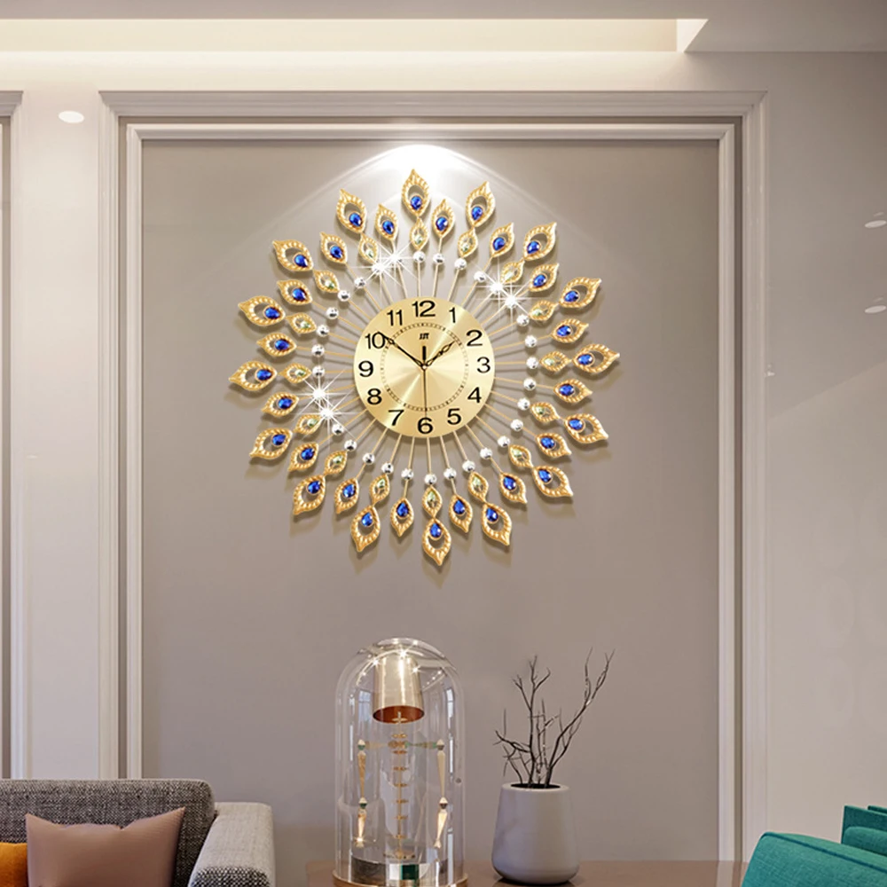 Custom Modern fashion entrance living room home decor silent clock light luxury wall art creative iron wall clock