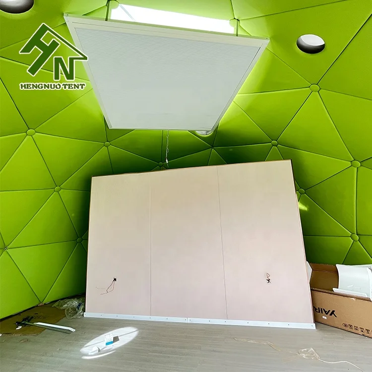 8m Luxury White PVC Outdoor Camping Tent Geodome Geodesic Dome Tent Hotel Glamping with Bathroom