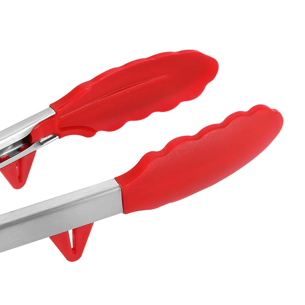 MANJIA 7, 9, 12 Inch Serving Tongs Cooking Food Tongs Stainless Steel Locking BBQ Kitchen Tongs With Silicone Tips