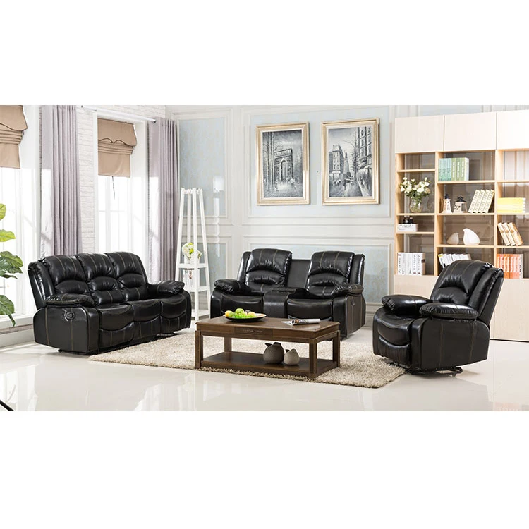 Good Quality Simple Reconfigurable Living Room Furniture Genuine Leather Sofa Recliner Set