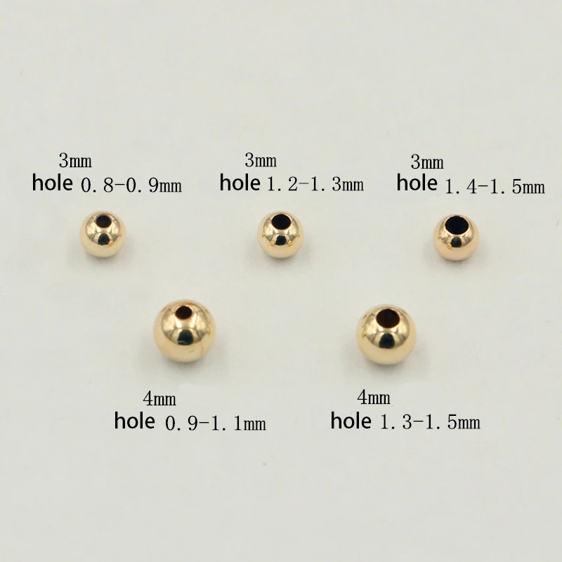 Premium Real 14K Gold Filled Round Seamless Spacer Beads for DIY Components Smooth GF Jewelry Findings Accessories