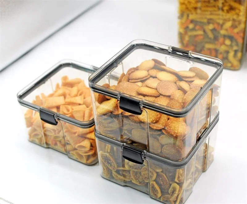 High Clear kitchen airtight plastic cereal food storage containers with lid BPA Free big size large capacity storage boxes