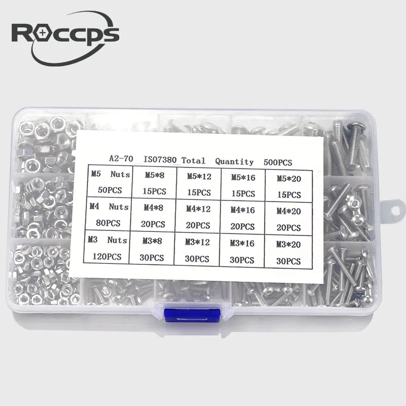 Лидер продаж, комплект винтов с кнопочной головкой из нержавеющей стали с футляром для хранения