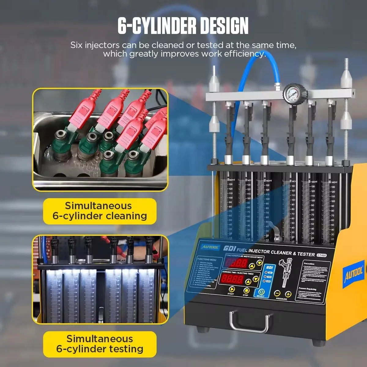 Официальный AUTOOL CT400 6-цилиндровый 110 В 220 новейший высоковольтный ультразвуковой GDI инжектор топлива Тестер