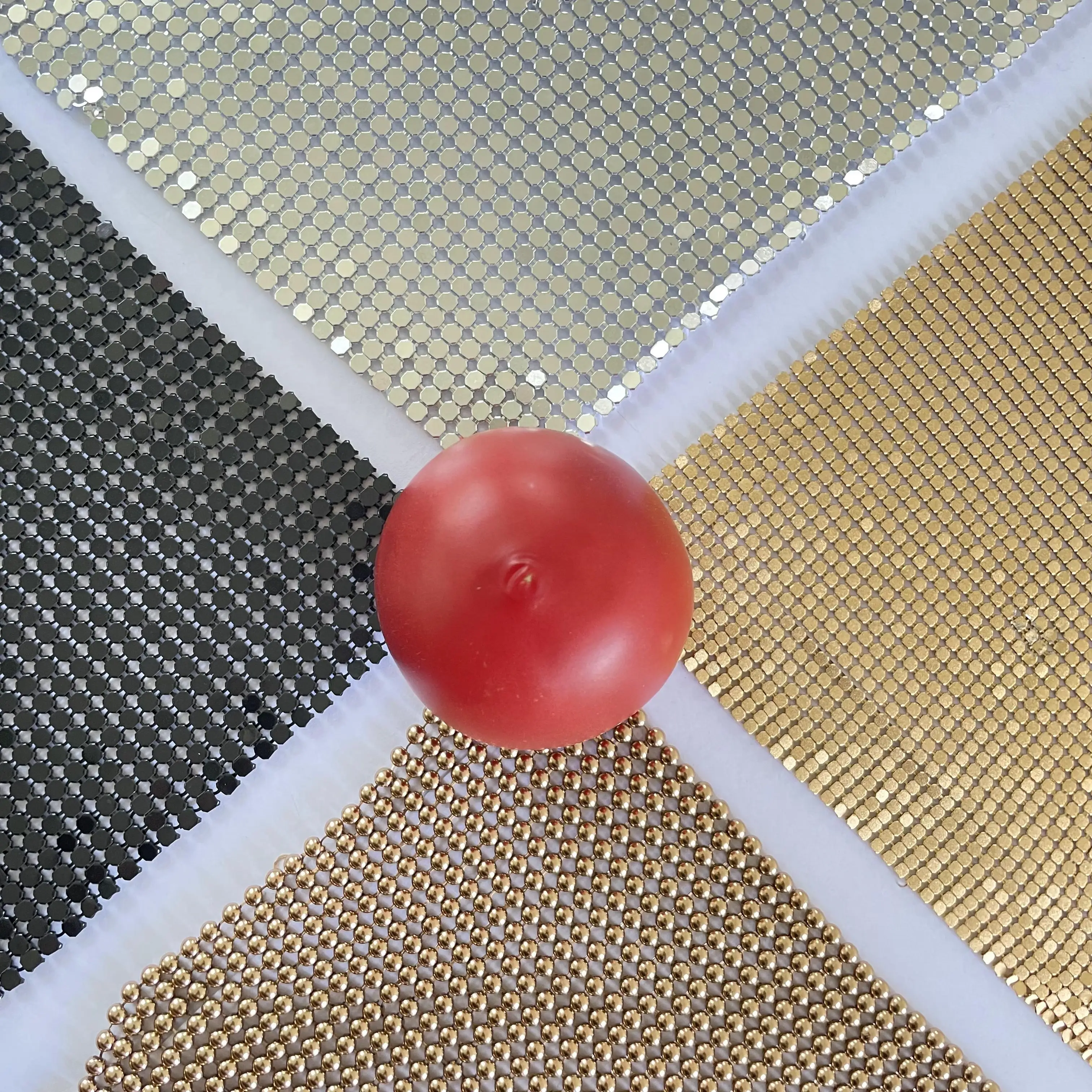 Блестящая металлическая ткань 3 мм, бордовая металлическая сетчатая ткань, алюминиевая кольчужная ткань для одежды