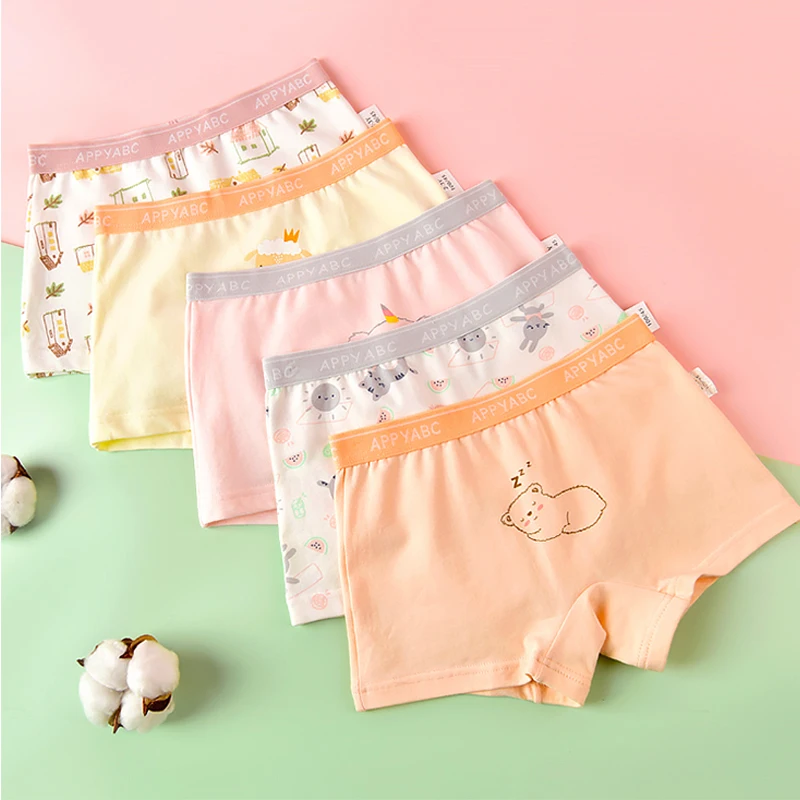 Fast shipping in stock hot sell teen cute cotton kids girls boxer briefs