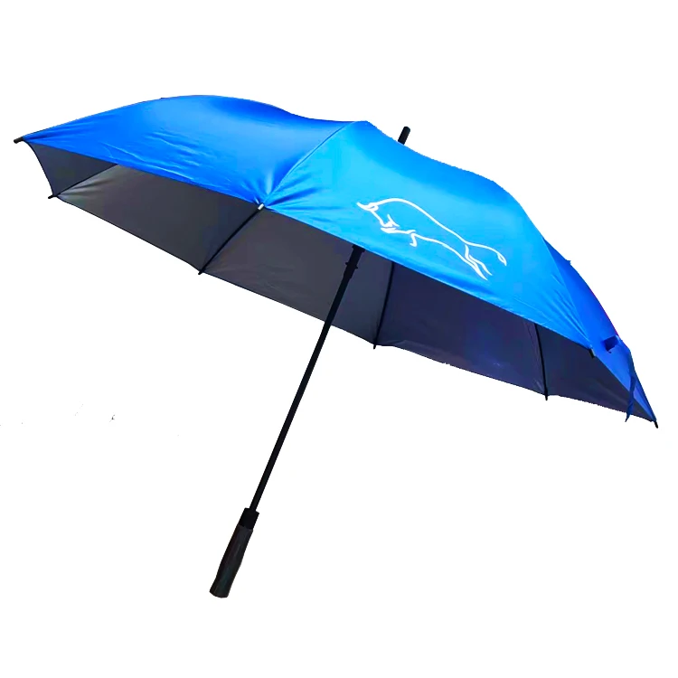 cheap promotional straight umbrella custom logo print for advertising auto open silver UV coating fiberglass ribs long umbrella