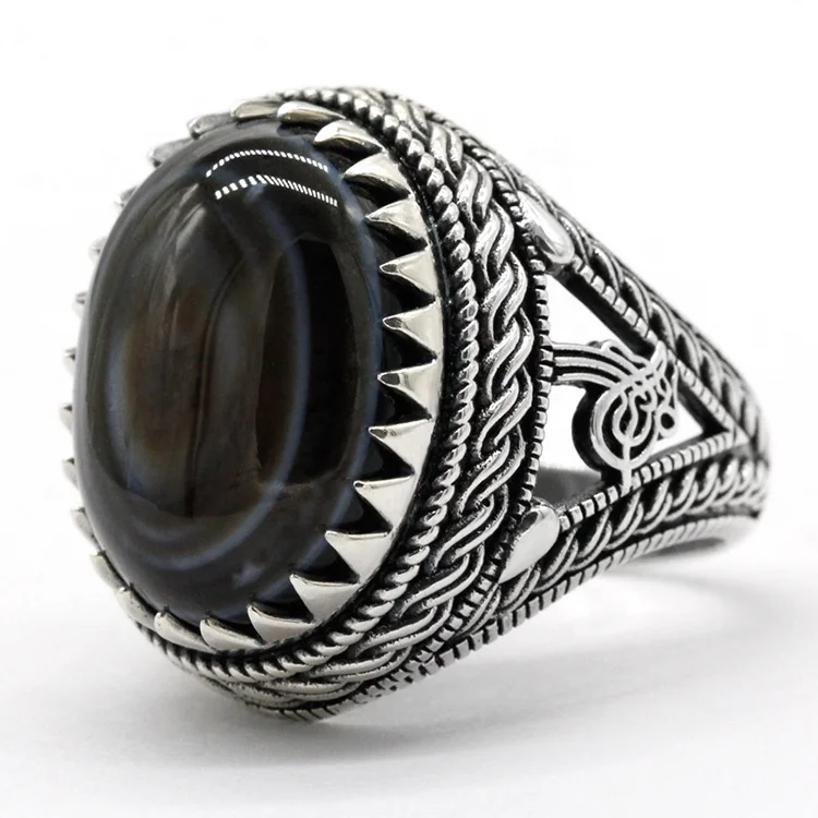 men fashion black platinum plated turkish jewelry ring custom hip hop 925 sterling silver enamel engagement rings