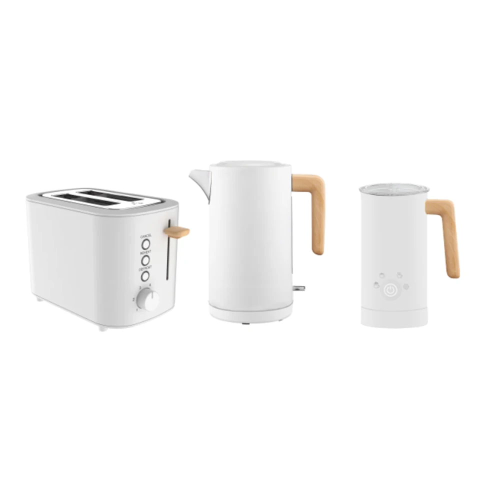 Modern Stylish Stainless Steel Electric Kettle Milk Frother Toasters Household Set