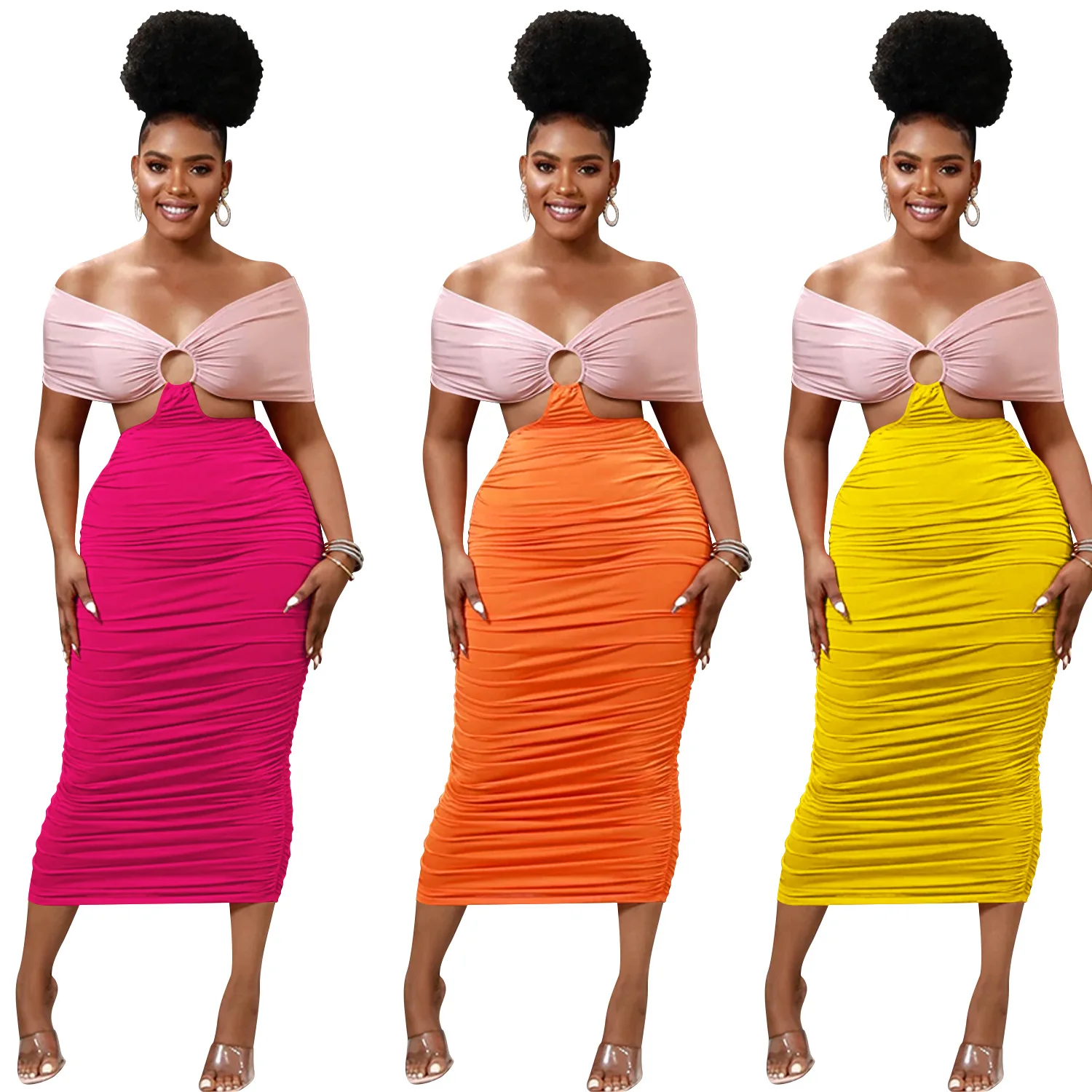 X51155 fashion off shoulder multi wear summer elegant women dress