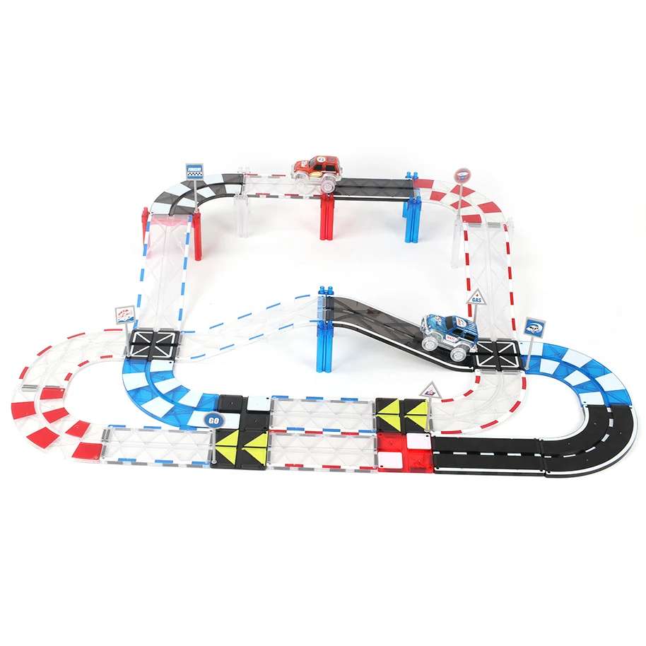 MNTL New 72pcs car race track creative kids magnet toys building magnetic tiles educational toy with ASTM, CPSC, CE, EN71