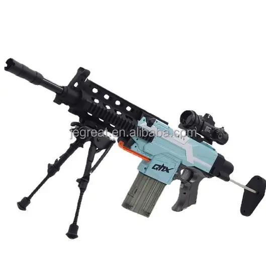 3 Modes DIY assemble  Automatic Sniper  foam blaster Toy Gun with Scope Bipod magazine