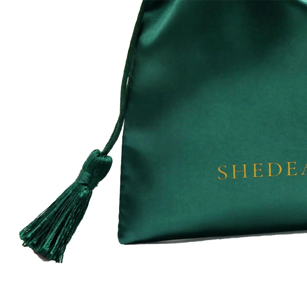 Satin Bag Manufacturing Custom Logo Satin Double-Layer Tassel High Quality Wig Bags
