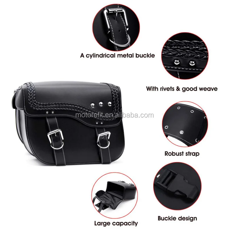 RTS Motorcycle Saddlebags PU Leather Luggage Side Bag Tool Bags For Touring Electra Glide Sportster 883 1200 Waterproof