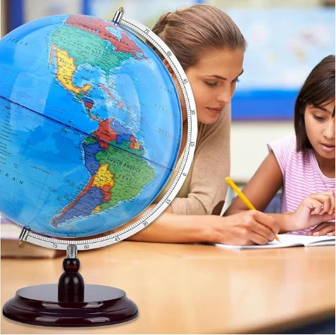 World Globes for Adults Children Kids with Stand Educational Learning large Globe Interactive Gifts for Decor Desk Classroom