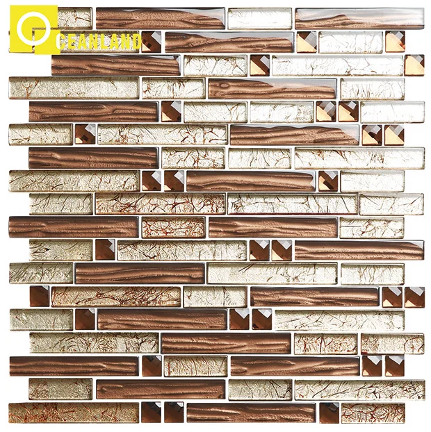foshan oceanland customized strip tiles glass crystal mosaic tile