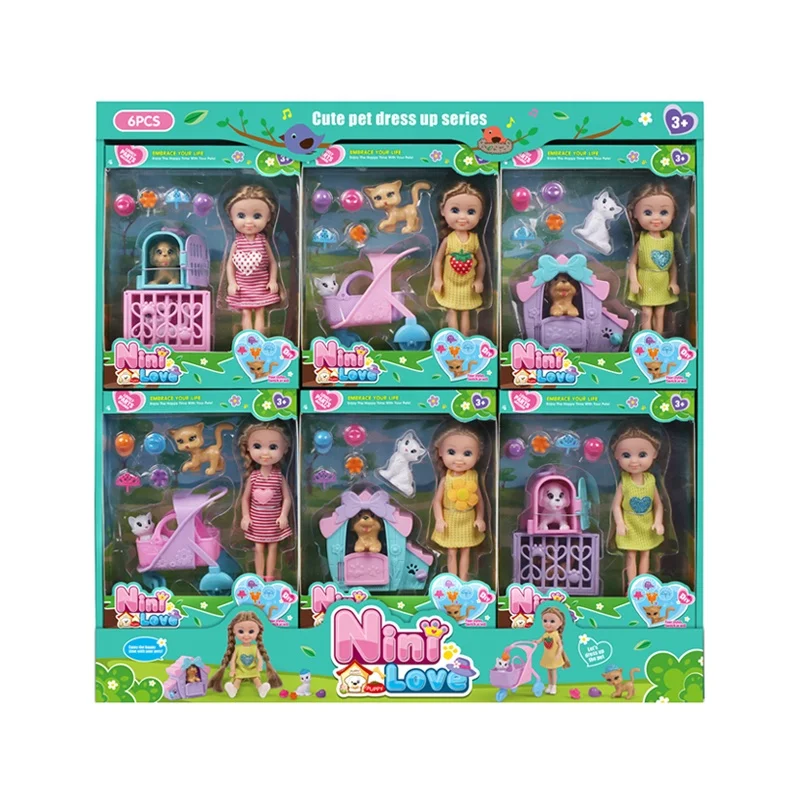 Girls toy doll set 6 inch pretty princess doll toys with accessories promotion gift