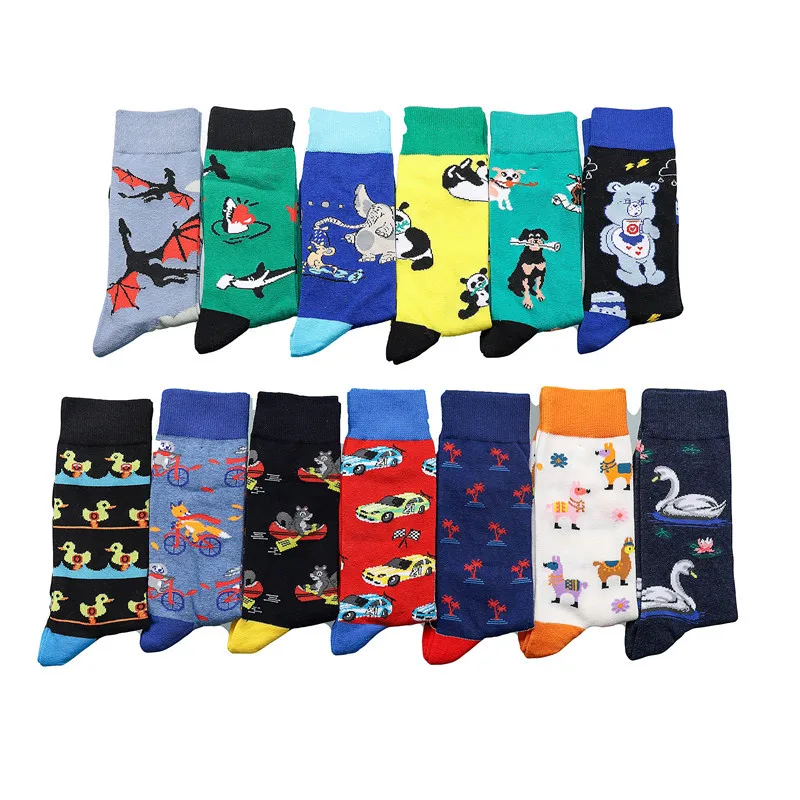 Fashion Cotton Colorful Socks Animals Dog Duck Car Funny Sock Festival Funny Crew Women Men Custom Anime Socks