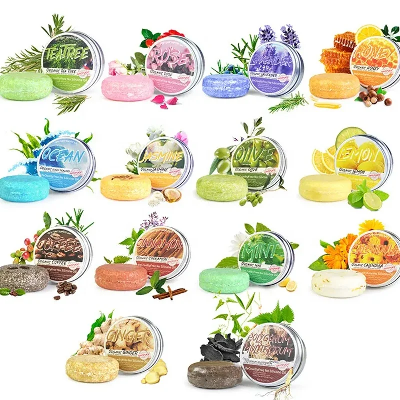 Hot Sale 100% Herbal Natural Shouwu Handmade Solid Hair Soap Darkening Hair Loss Fall Treatment anti-gray shampoo bar