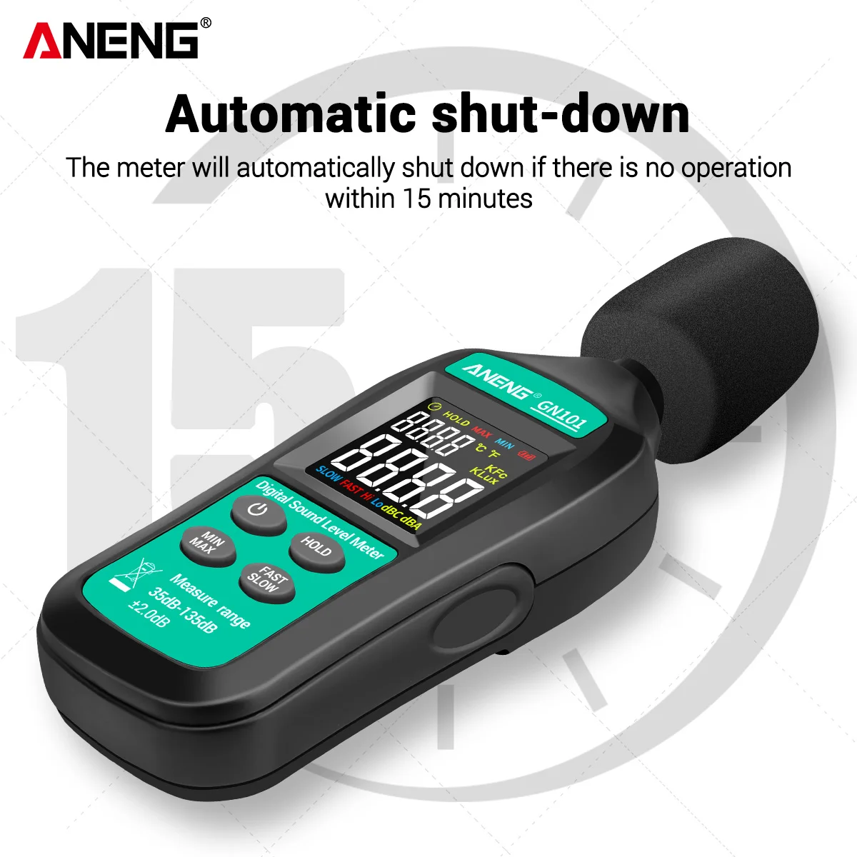ANENG GN101 цифровой измеритель шума измерения 35-135 дБ интеллигентая (ый) уровня звука децибел монитор регистратор диагностический
