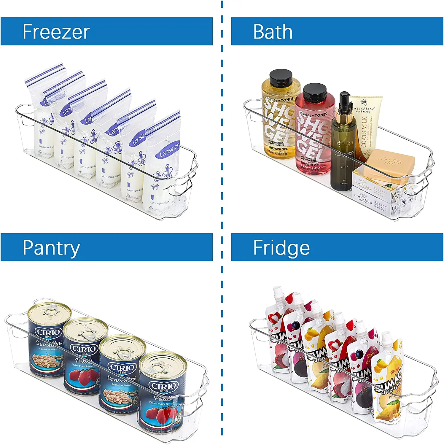 Plastic Refrigerator Storage Box Fridge Storage Bins Kitchen Storage Organiser Pantry Organizers Milk Soda Can Container Clear