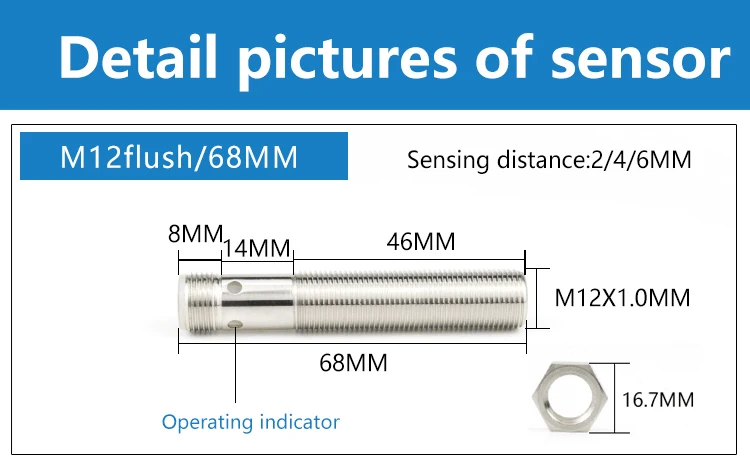JIMOU M12 High-Precision Inductive Sensor Switch Proximity Sensor with Connector
