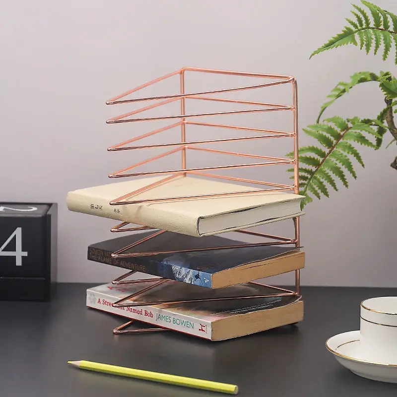 Настольная треугольная книжная полка в скандинавском стиле ins, простой железный книжный конец, офисный журнал, газета, креативный держатель для хранения книг и файлов