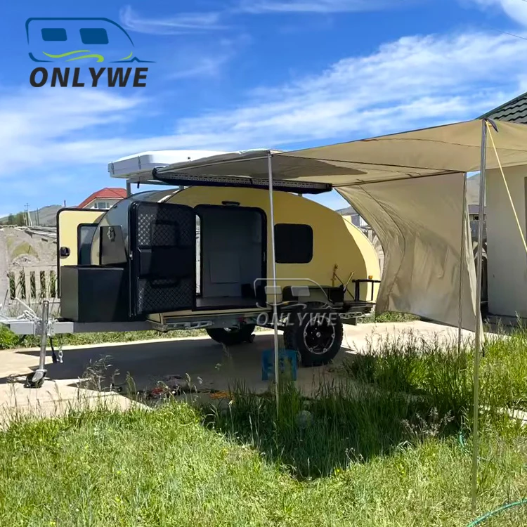 ONLYWE small off road teardrop caravan travel trailers overland bean teardrop rv trailer price for sale